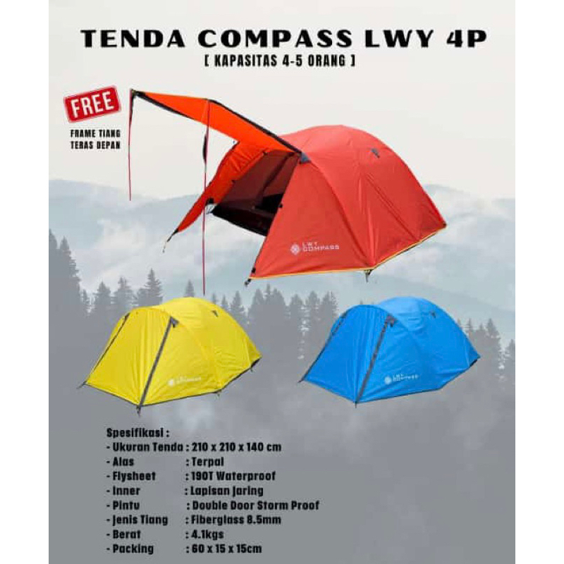 Tenda Lwy Compas 4 Orang Double Layer